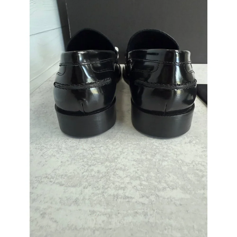 NIB The Kooples Boy’s Smooth‎ Leather Black Loafers Moccasins FR 40 US 6 Slip-On